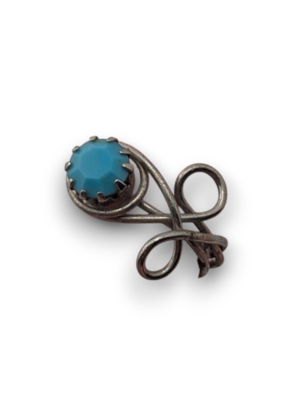 Boho Witchy Artisan Wire Wrap Blue Stone Silver Tone Statement Ring